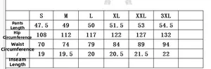 Tableau des tailles pour shorts en lin homme avec mesures de S à 3XL incluses