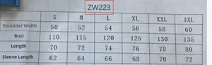 Detailed size chart for men stand collar sweatshirt jacket with S to 3XL measurements