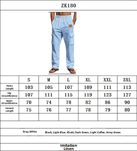 Guide des tailles détaillé pour pantalons décontractés en lin homme, de la taille S à 3XL