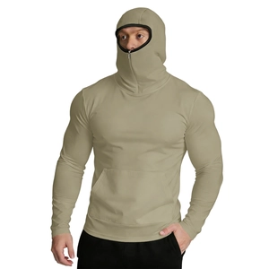 Detail of men's ice silk sun protection jacket with integrated face mask and hood