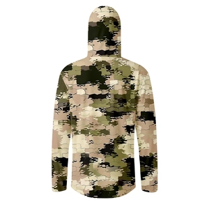 Rear view of camouflage sun protection jacket featuring breathable ice silk fabric