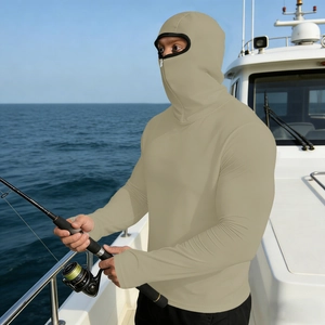 Men's ice silk sun protection jacket for fishing and outdoor sports in khaki