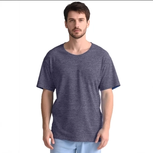 T-Shirt Décontracté à Manches Courtes pour Hommes Avec Fermeture Velcro à l'Épaule Vêtement Adapté Mélange de Coton