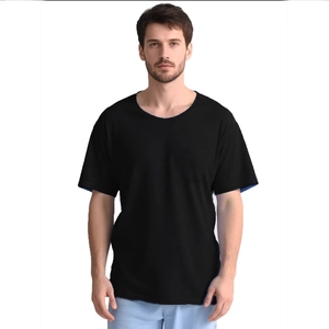 T-shirt adaptatif noir pour homme pour récupération après chirurgie de l'épaule