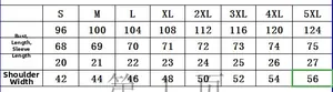 Detailed size chart for men's 3D print summer T-shirt and vest from size S to 5XL