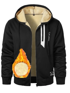 Détail de la doublure en polaire chaude et de la fermeture éclair de ce sweat à capuche