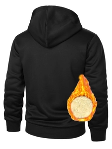 Détail d'un sweat à capuche noir avec doublure polaire thermique et poignets côtelés d'hiver
