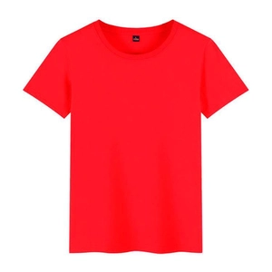 Classic red crew neck cotton T-shirt for men in a minimalist solid color design