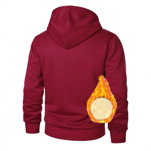 Sweat à capuche bordeaux pour hommes avec doublure polaire épaisse pour l'hiver, vue dos