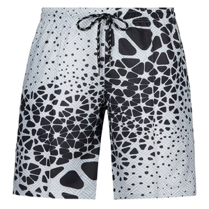 Detail der Herren-Freizeitshorts mit 3D-Geometriemuster und verstellbarem Kordelzug