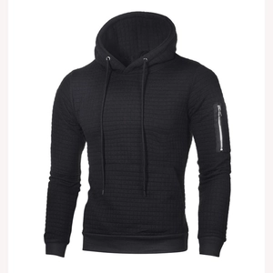 Sweat à Capuche Décontracté pour Hommes Texture Gaufre Matelassée Coupe Slim Pullover Manches Longues avec Poche Zippée Manche