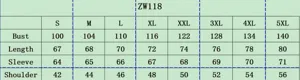 Size chart for men's quarter-zip knit sweater from S to 5XL with detailed dimensions