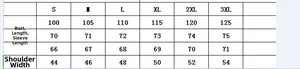 Detailed size chart for men fitness hoodie with measurements for S to 3XL sizes