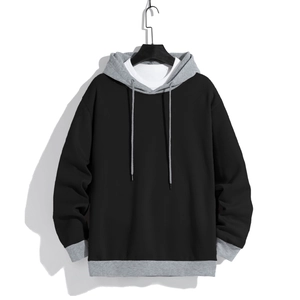 Sweat à capuche pour homme au design colorblock noir et gris pour un style décontracté