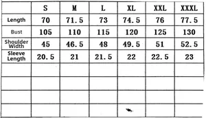 Detailed size chart for men's slim fit short sleeve t-shirts ranging from S to 3XL