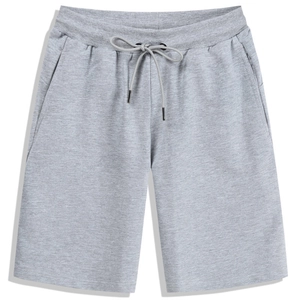 Men Athletic Casual Shorts Knitted Fabric Elastic Drawstring Waist Side Pockets Solid Color Straight Shorts For Beach Gym Sports