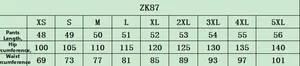 Size guide table for men's fashion 3D printed shorts showing measurements from XS to 5XL