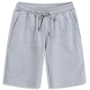 Short de sport gris pour homme avec taille élastique à cordon et poches latérales