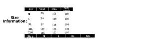 Tableau des tailles pour pantalons de sport homme indiquant taille et longueur M à XXXL