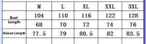 Detailed size chart for men camouflage sweatshirt featuring chest and length measurements