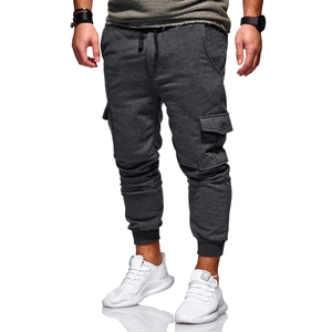 Pantalon de jogging cargo gris foncé pour homme avec poches et taille élastique