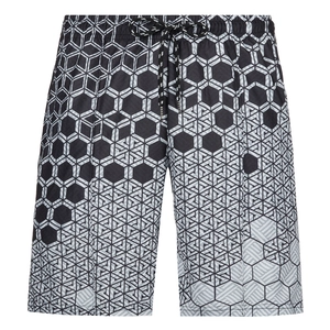 Men's summer casual shorts with 3D geometric honeycomb print and elastic drawstring waist