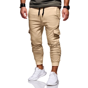Pantalon de jogging cargo kaki pour homme avec cordon de serrage et poches à rabat