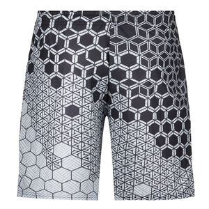 Detail of men's polo shirt with geometric 3D honeycomb texture and drawstring waist