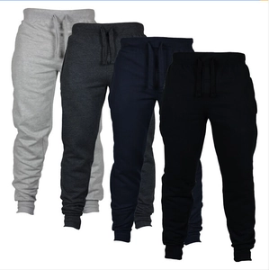 Pantalon de Jogging Décontracté en Mélange de Coton pour Hommes Avec Cordon de Serrage Taille Élastique Ourlet à Revers Couleur Unie