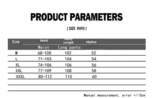 Size chart for classic slim fit joggers showing waist, length, and hip measurements