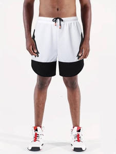 Detail of men's marathon running shorts with mesh fabric and drawstring waist