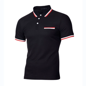 Polo da Uomo Casual a Maniche Corte Patchwork con Colletto a Strisce a Contrasto Slim Fit Traspirante Top in Poliestere Moda Quotidiana