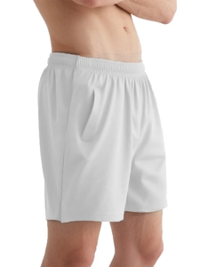Detail of male patient care shorts with elastic waist and breathable fabric for recovery