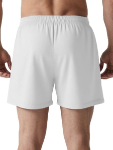 Rear view of white adaptive elastic waist shorts for elderly medical post-surgery care