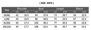 Detailed size chart for men's knit cardigan with measurements in cm and inches
