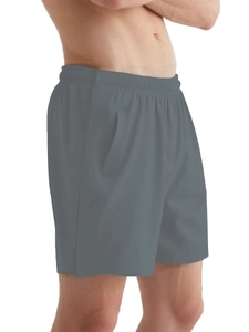Detail view of dark grey medical nursing shorts with convenient velcro side openings