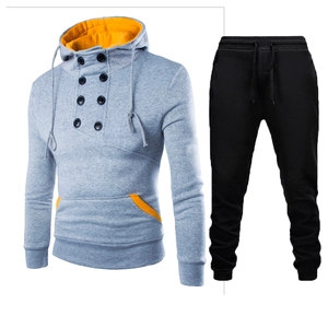 Survêtement homme cintré avec sweat à capuche croisé et accents jaunes