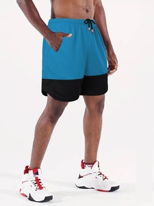 Detail of men's marathon running shorts with breathable mesh and drawstring waist