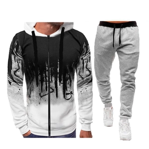 Ensemble sweat à capuche et pantalon de jogging pour homme avec motif d'encre noire