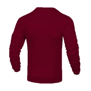 Vue arrière du sweat-shirt bordeaux pour hommes avec texture gaufrée et col rond