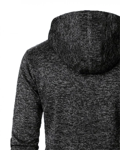 Vue arrière de la veste de sport à capuche pour hommes avec texture tricotée gris foncé