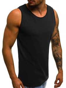 Detailed side view of black slim-fit sleeveless vest showing breathable fabric texture