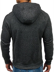 Vue arrière du sweat à capuche pour homme en polaire gris chiné avec bandes latérales