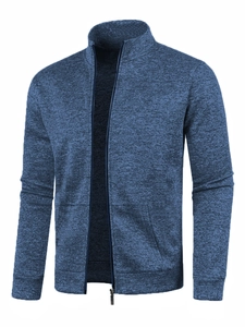 Close-up of the ribbed cuffs and textured knit fabric on the men's zip-up jacket