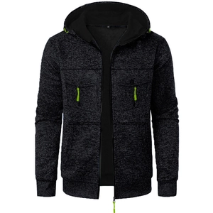 Veste à capuche de sport pour hommes gris foncé avec accents contrastés vert néon