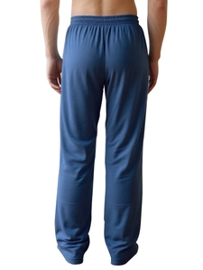 Détail d'un pantalon de soin bleu marine à taille élastique pour patients alités en coton