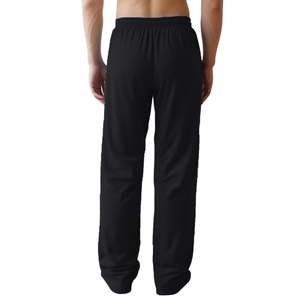 Vue arrière du pantalon de soin noir ample pour patients alités avec taille élastique
