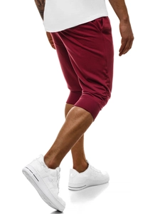 Pantaloni da jogging slim da uomo rosso scuro con tasca laterale e polsini a costine sportivi