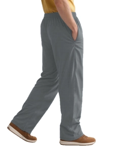Détail du pantalon de soin gris avec taille élastique et poches latérales