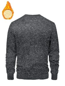 Detail view of thickened fleece lining for warmth on a men's stand collar sweater
